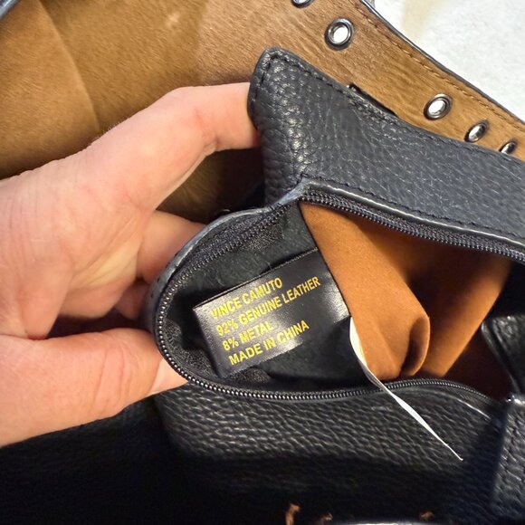 VINCE CAMUTO Areli Noir Stud Trim Leather Tote Bag - Picture 7 of 13